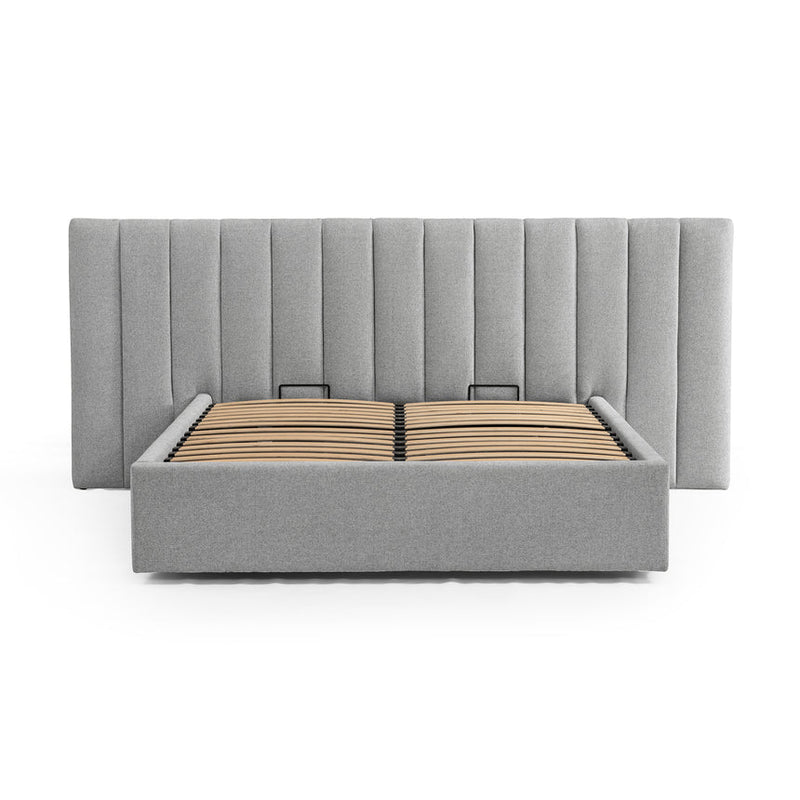 Wide Base King Bed Frame - Spec Charcoal with Storage