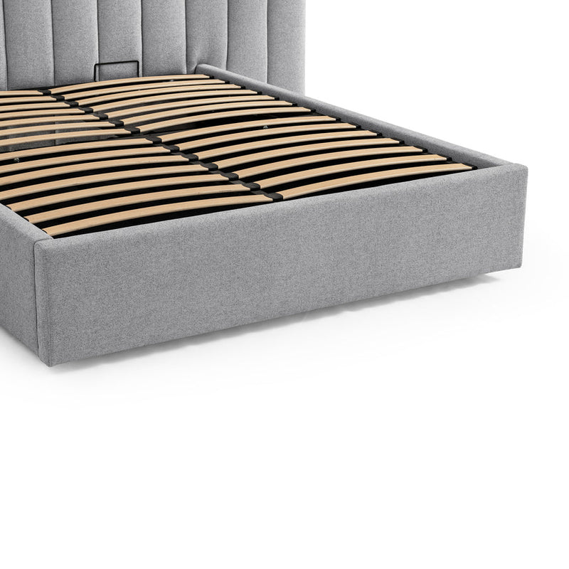 Wide Base King Bed Frame - Spec Charcoal with Storage