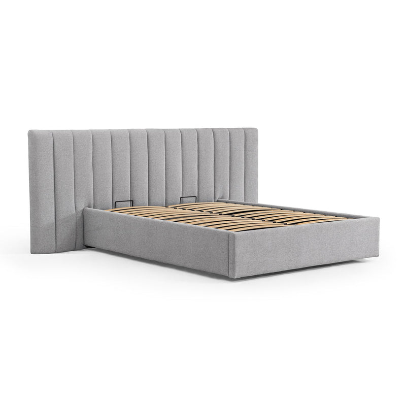 Wide Base King Bed Frame - Spec Charcoal with Storage