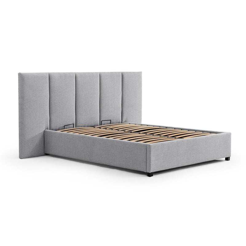 Queen Sized Bed Frame - Spec Grey with Storage