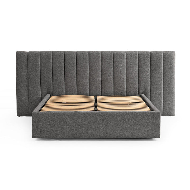 Wide Base King Bed Frame - Spec Charcoal with Storage