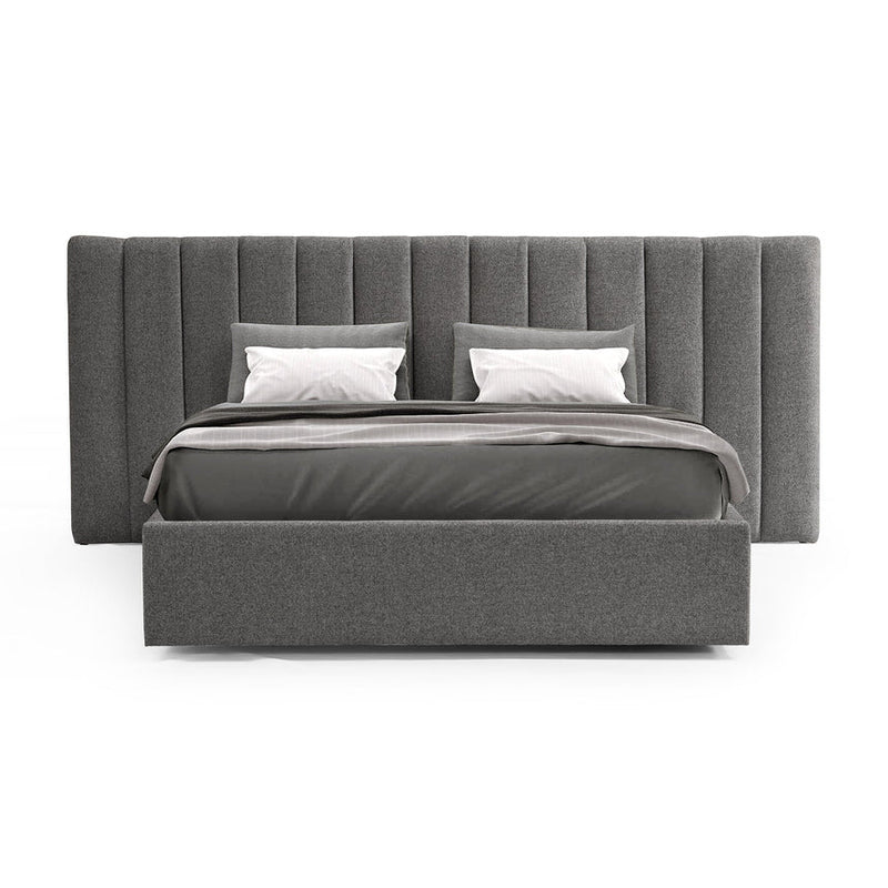 Wide Base King Bed Frame - Spec Grey with Storage