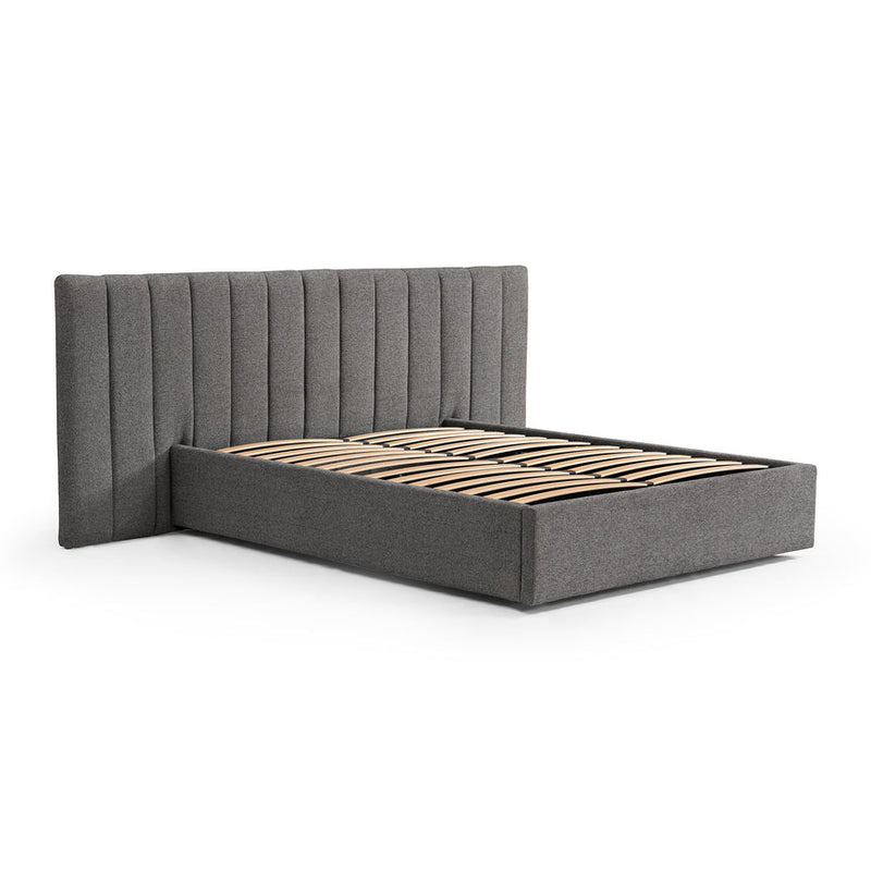 Wide Base King Bed Frame - Spec Charcoal with Storage