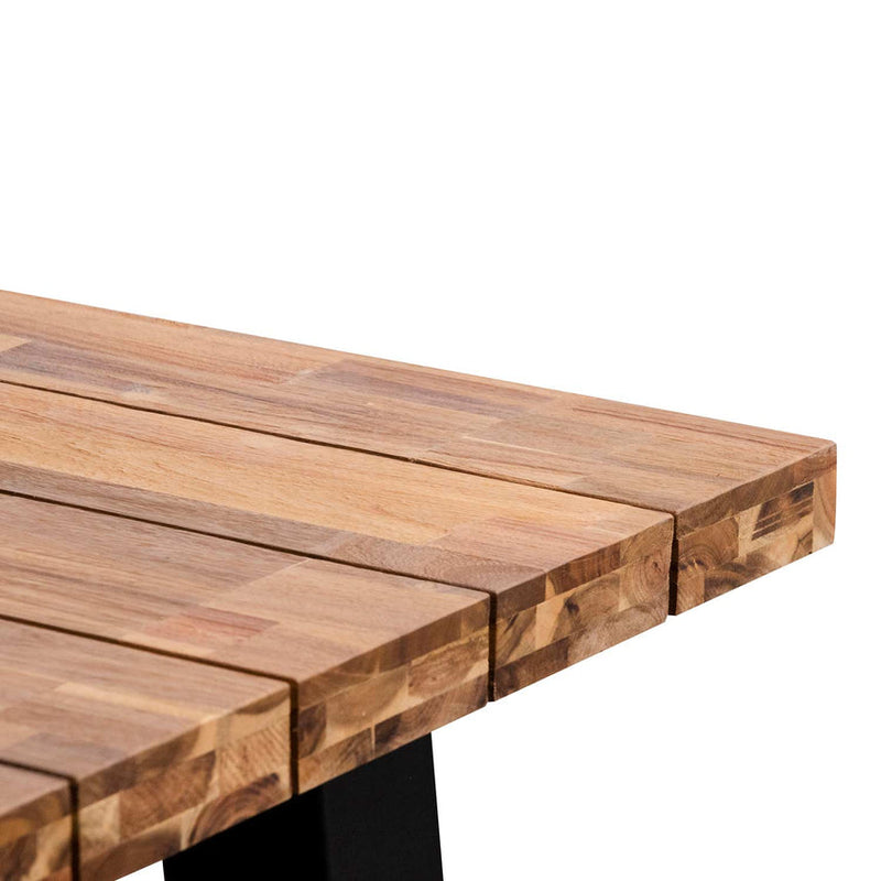 Outdoor Dining Table - Natural Top and Black