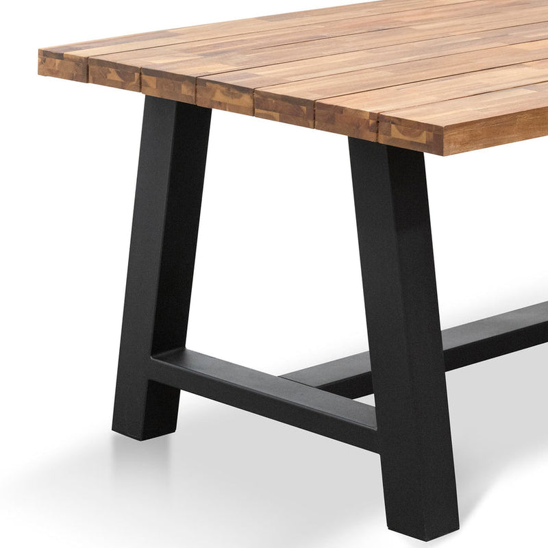 Outdoor Dining Table - Natural Top and Black