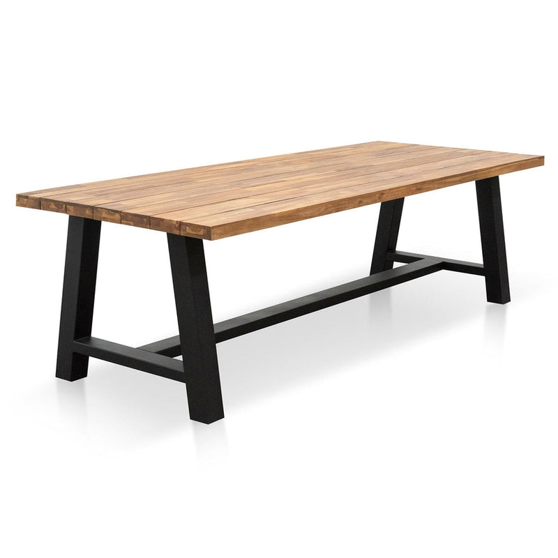 Outdoor Dining Table - Natural Top and Black