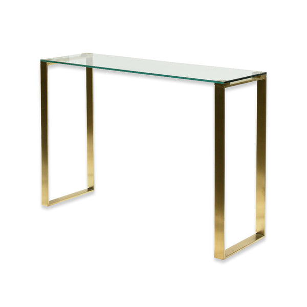 Glass Console Table - Brushed Gold Base