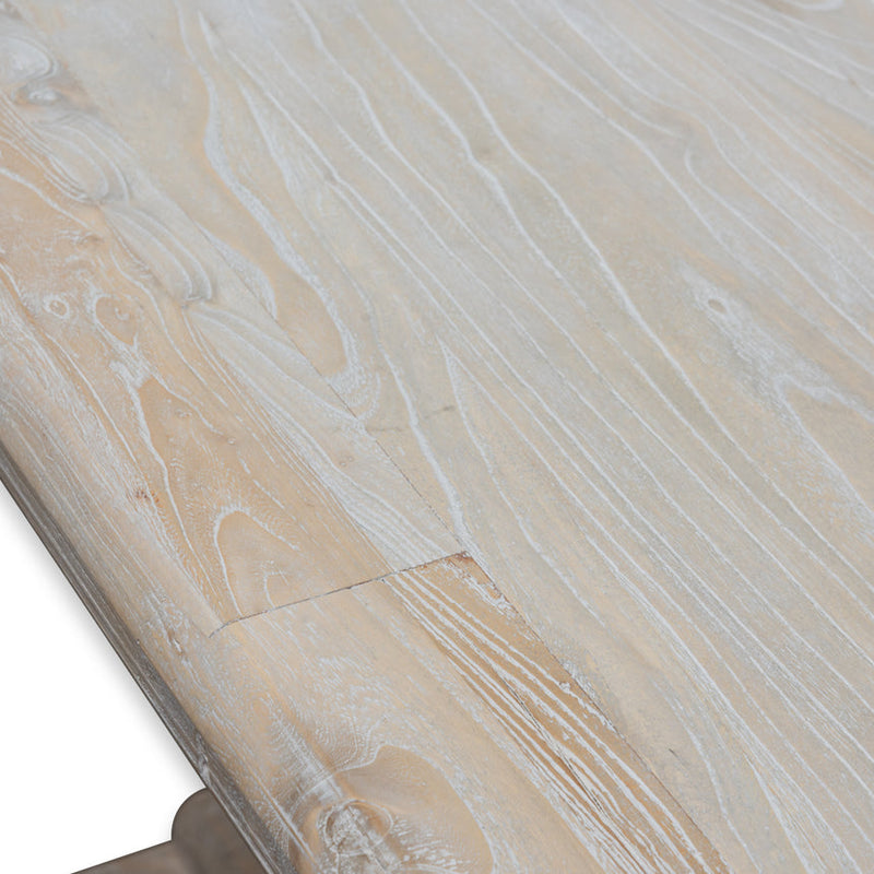 198cm Dining Table - Rustic White Washed