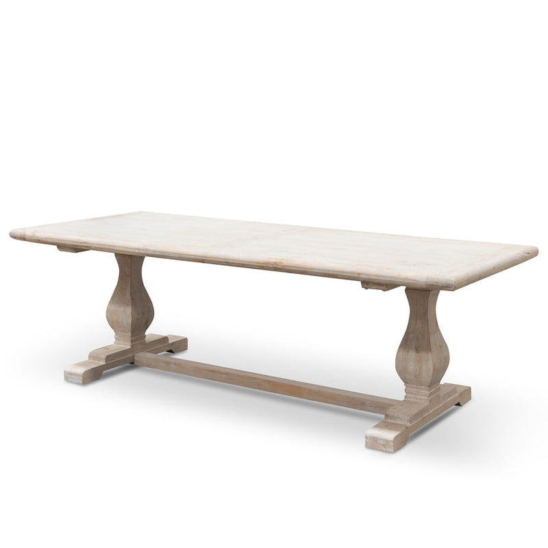 198cm Dining Table - Rustic White Washed