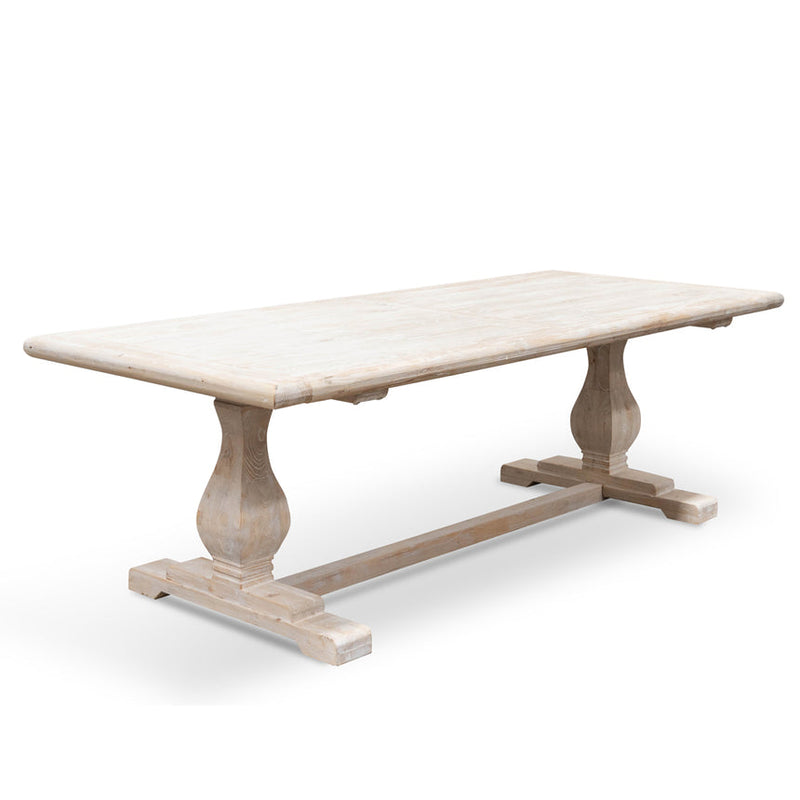 198cm Dining Table - Rustic White Washed