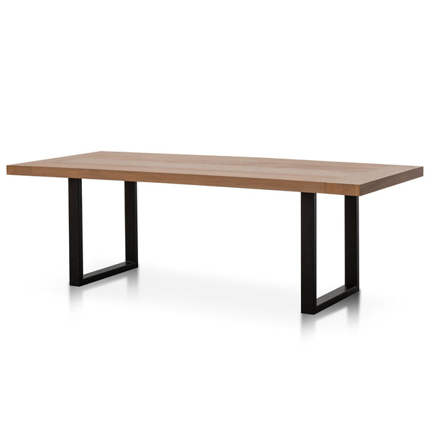 2.4m Dining Table - Dusty Oak with Matte Black Base