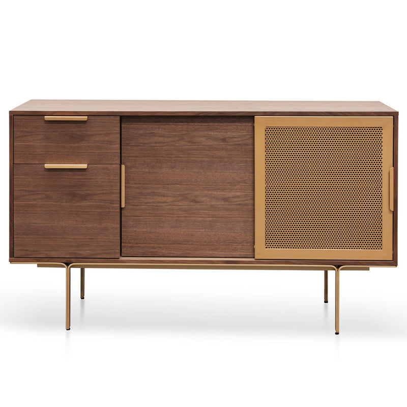 1.45m Walnut Buffet Unit - Brass