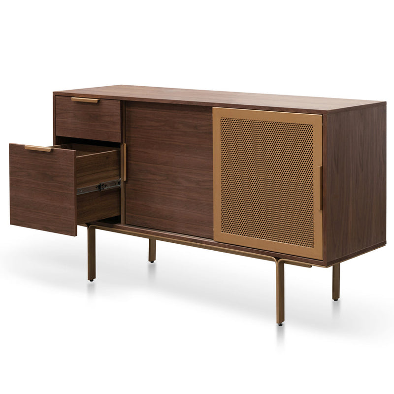 1.45m Walnut Buffet Unit - Brass