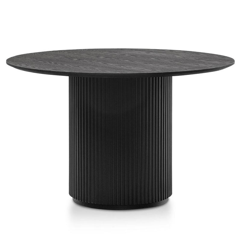 1.2m Round Wooden Dining Table - Black