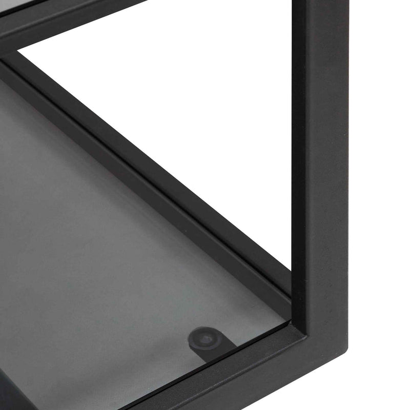 1.2m Grey Glass Shelving Unit - Black Frame