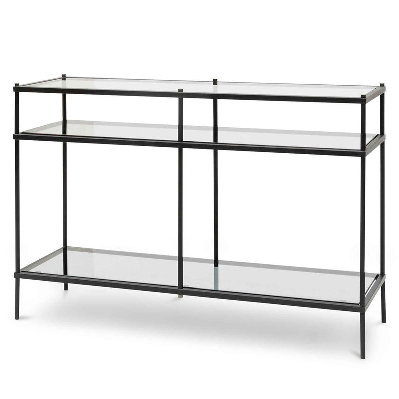 1.2m Grey Glass Console Table - Black Base