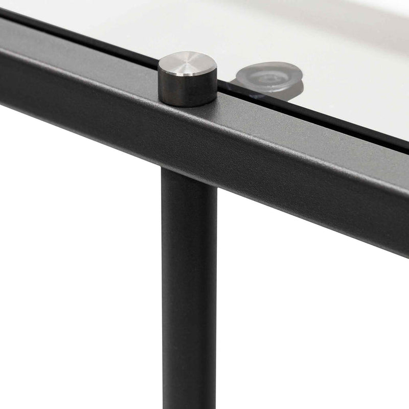 1.2m Grey Glass Console Table - Black Base