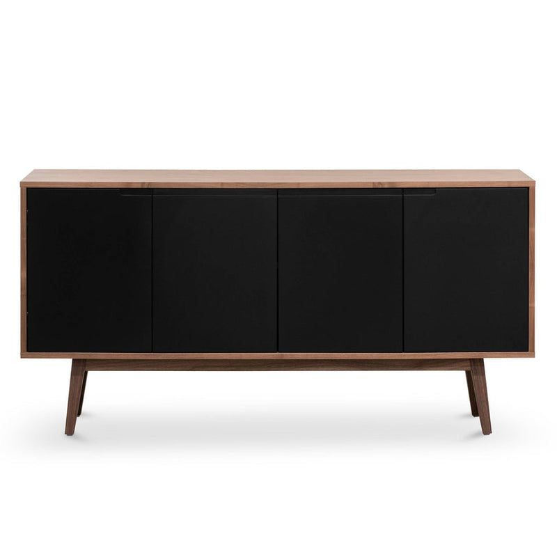 1.6m Sideboard Buffet Unit - Walnut with Black Doors