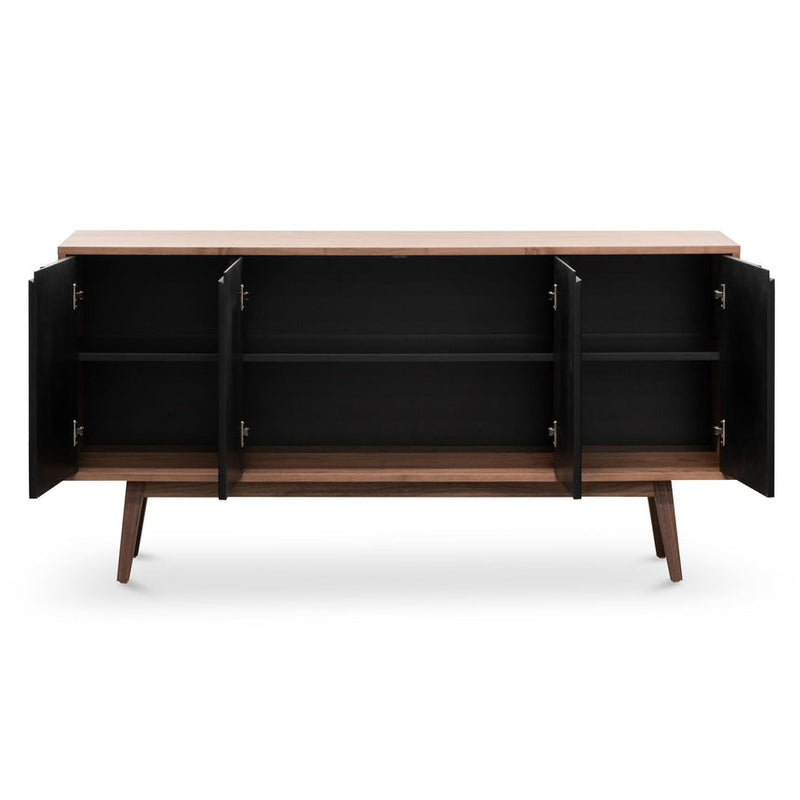 1.6m Sideboard Buffet Unit - Walnut with Black Doors