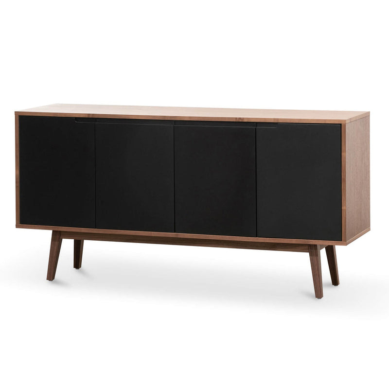 1.6m Sideboard Buffet Unit - Walnut with Black Doors