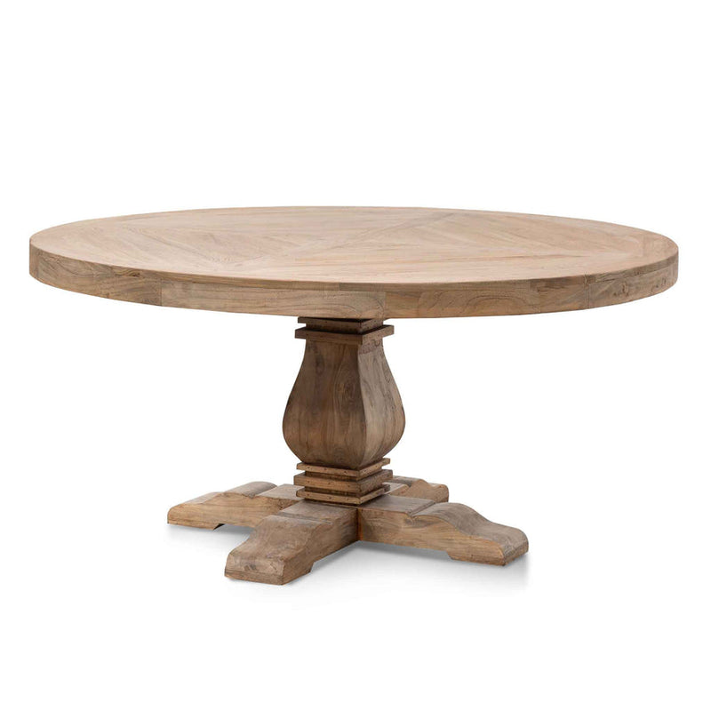 1.6m Round Dining Table - Natural in Black Base