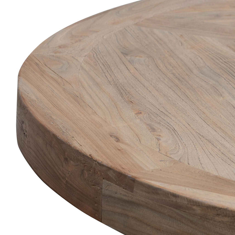 1.6m Round Dining Table - Natural in Black Base