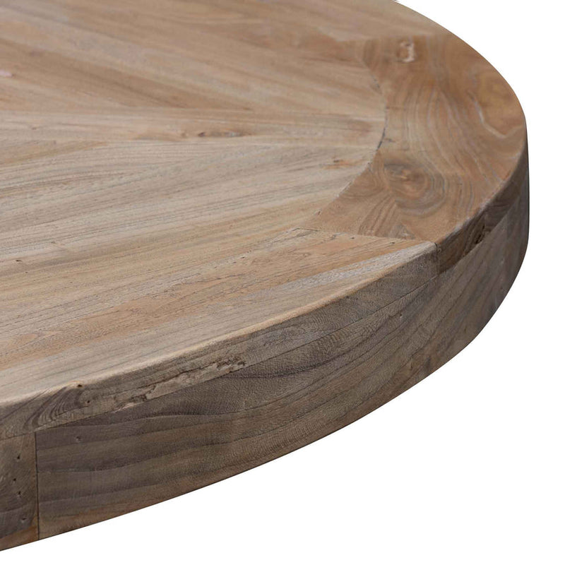 Natural Wooden Round Dining Table - Black Base