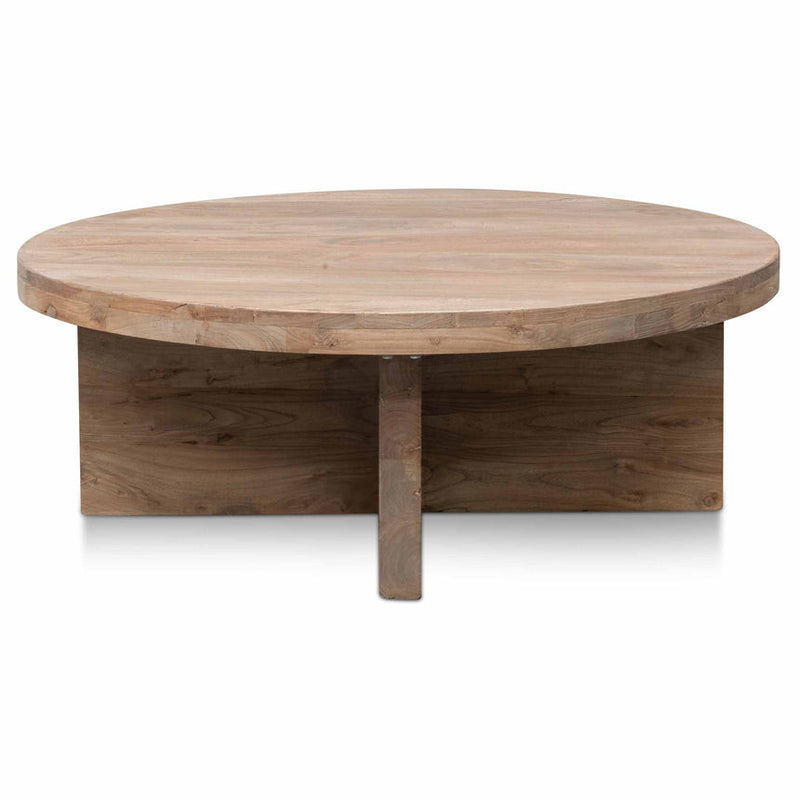 100cm Round Coffee Table - Natural-Thick Base