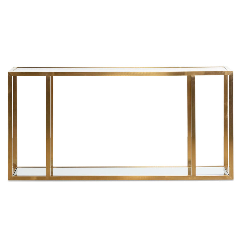 1.6m Glass Console Table - Brushed Gold