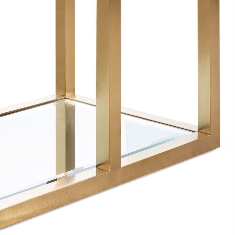 1.6m Glass Console Table - Brushed Gold