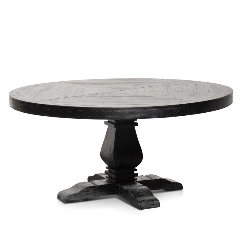 1.6m Round Dining Table - Natural in Black Base