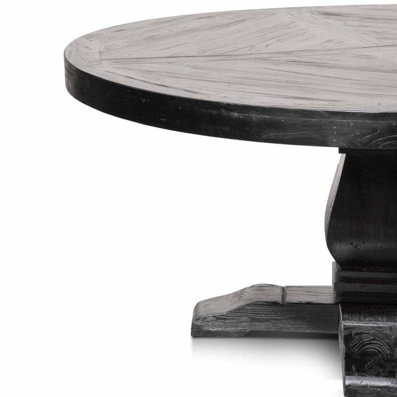 1.6m Round Dining Table - Natural in Black Base