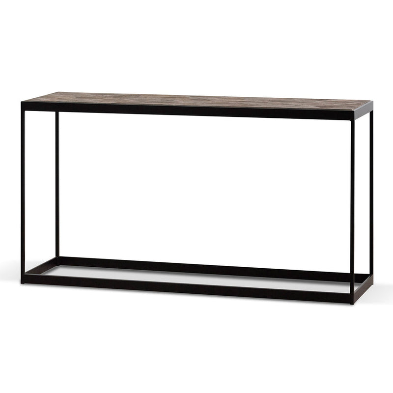 140cm Console Table in Dark Natural - Golden Frame