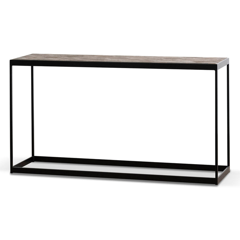 140cm Console Table in Dark Natural - Golden Frame