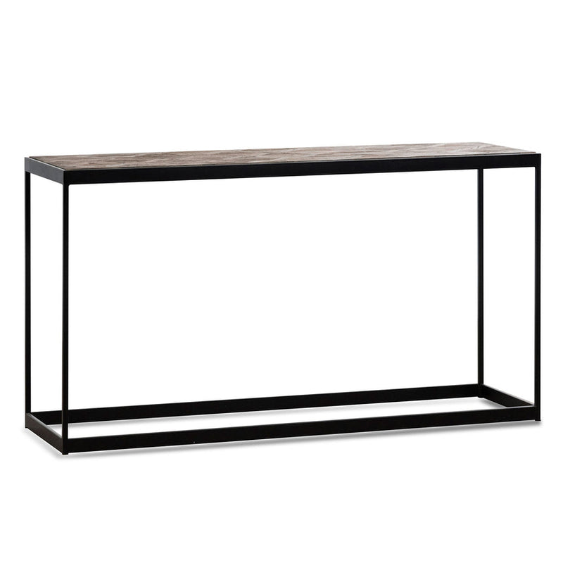 140cm Console Table in Dark Natural - Golden Frame