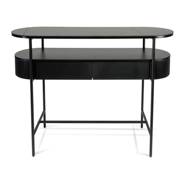 1.2m Stone Top Console Table - Black