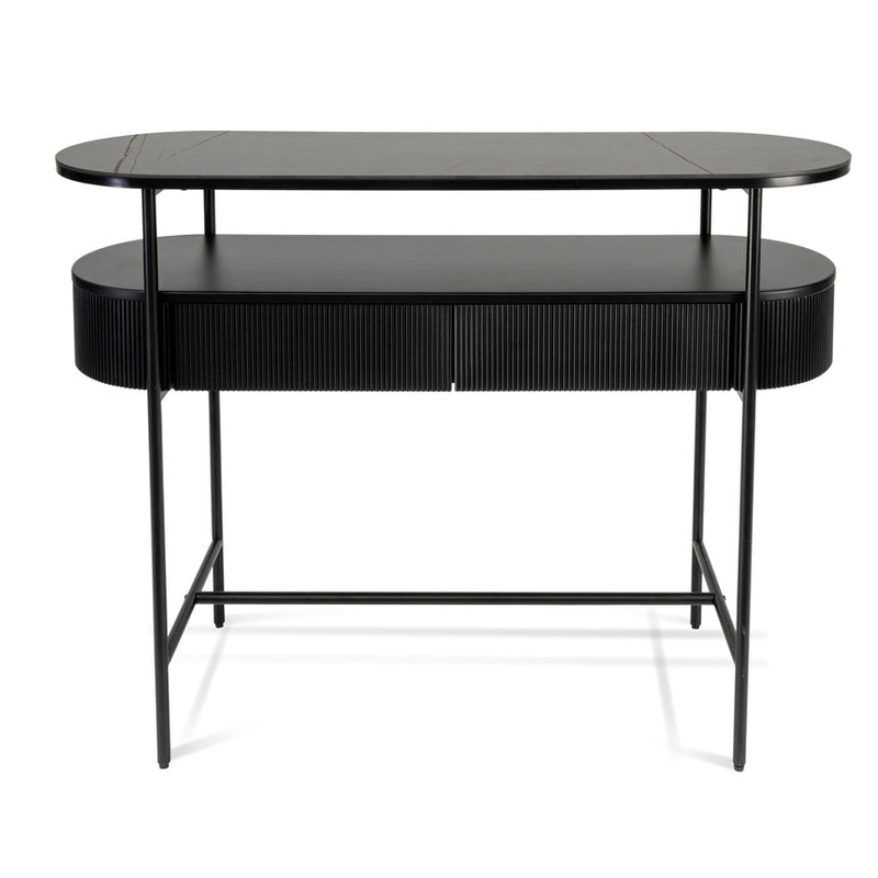 1.2m Stone Top Console Table - Black