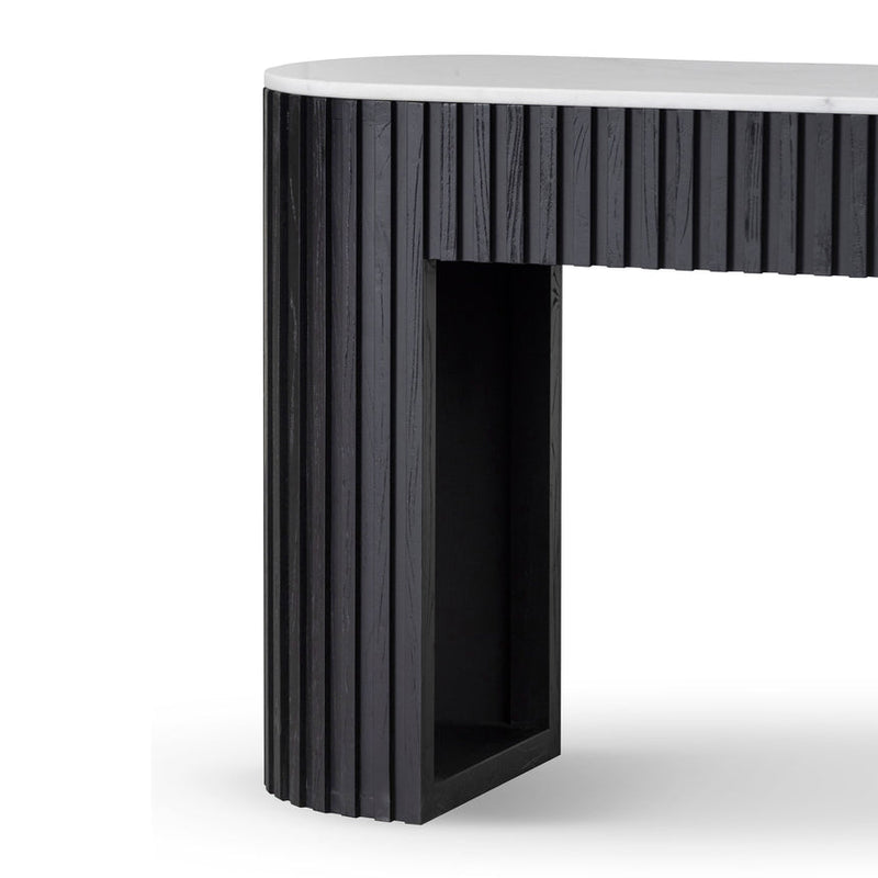 CDT6965-NI 1.6m White Marble Console Table - Black