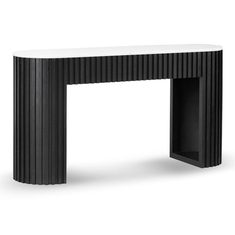 1.5m White Marble Console Table - Black