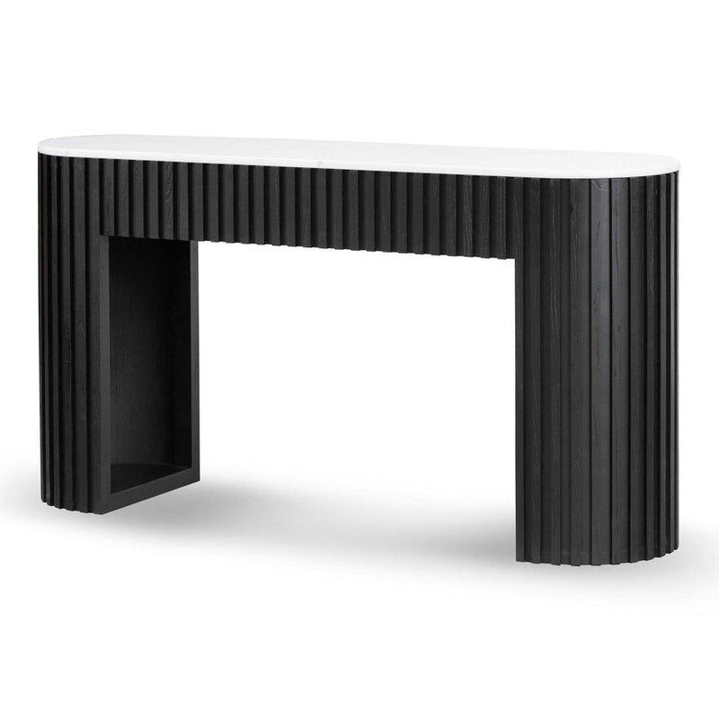 1.5m White Marble Console Table - Black