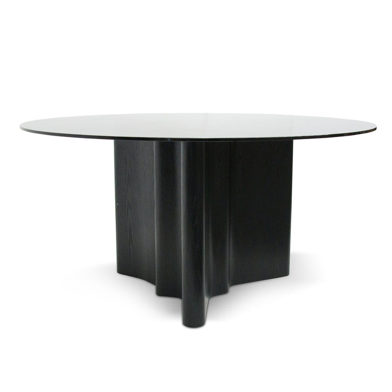 1.5m Round Glass Dining Table - Black