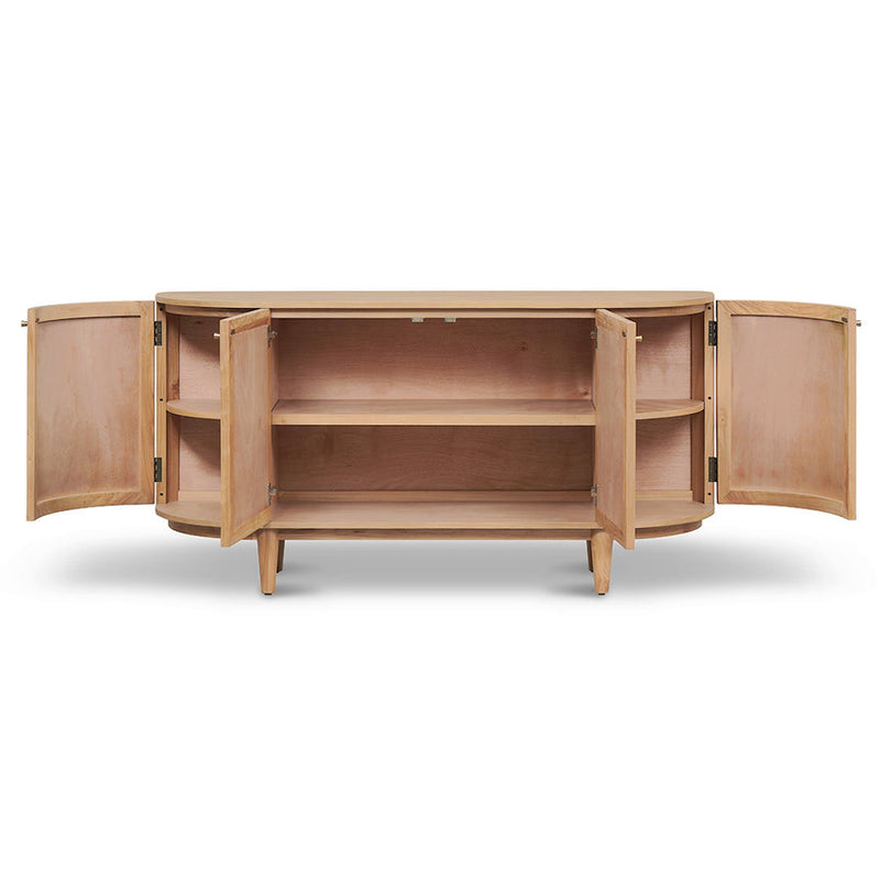 1.7m Natural Elm Sideboard - Rattan Doors