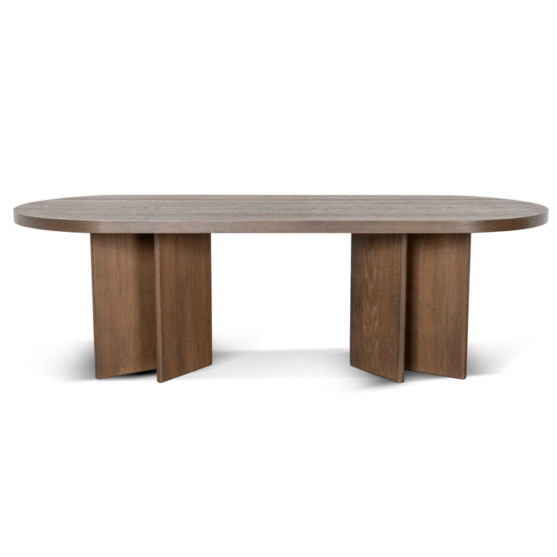 2.4m Pill Shape Dining Table - Caramel Oak