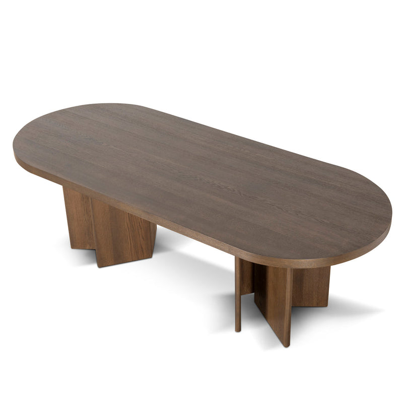 2.4m Pill Shape Dining Table - Caramel Oak