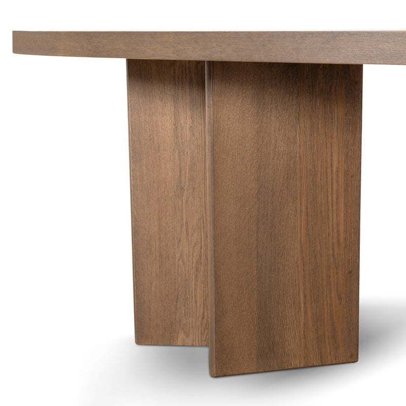 2.4m Pill Shape Dining Table - Caramel Oak