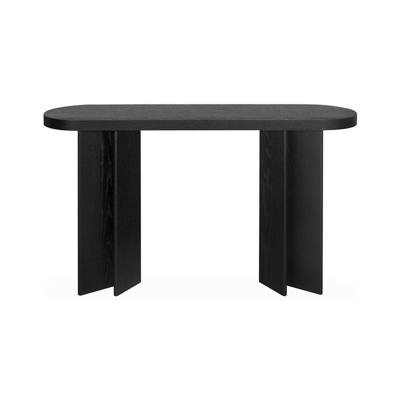 1.3m Pill Shape Console Table - Textured Espresso Black