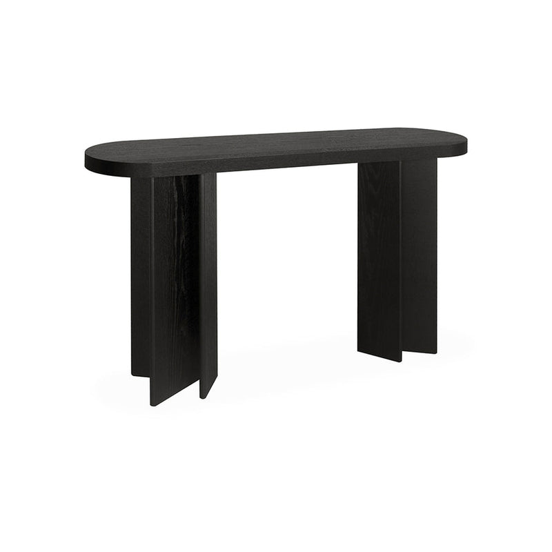 1.3m Pill Shape Console Table - Textured Espresso Black