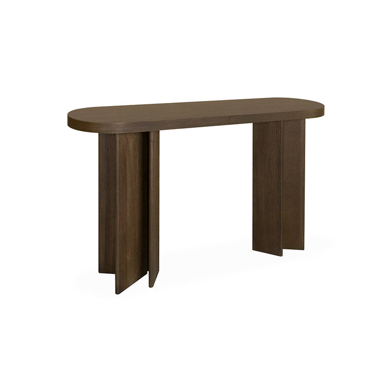 1.3m Pill Shape Console Table - Textured Espresso Black