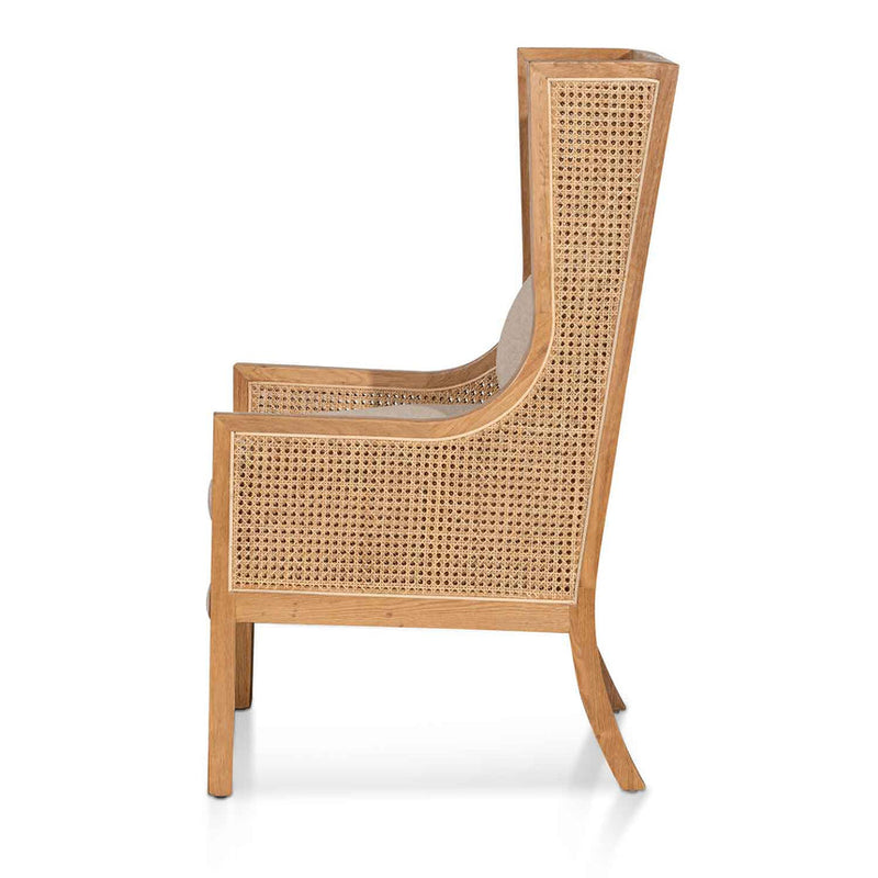 Wingback Rattan Armchair - Distress Natural - Sand White