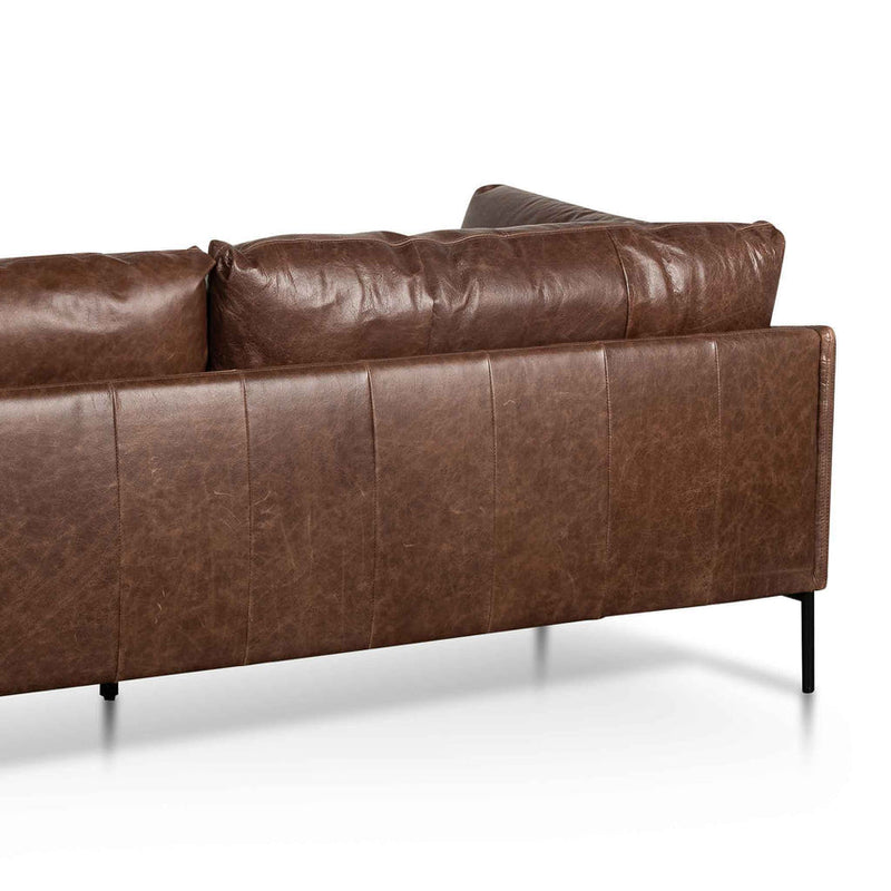 CLC6434-KSO 4 Seater Right Chaise Leather Sofa - Dark Brown